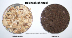 Holzhackschnitzel vor und nach der 