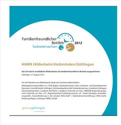 Auszeichnung als Familienfreundlicher Betrieb in Südniedersachsen