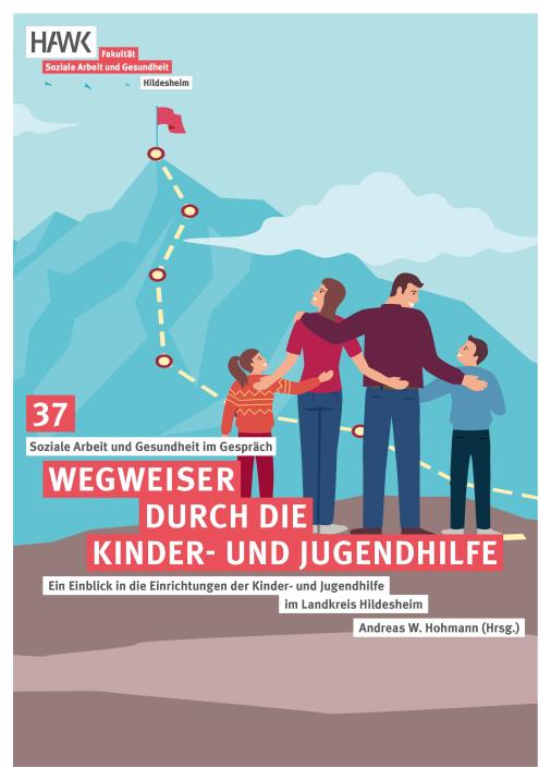 Titelbild der Publikation, Familie betrachtet Berg mit Ziellinie